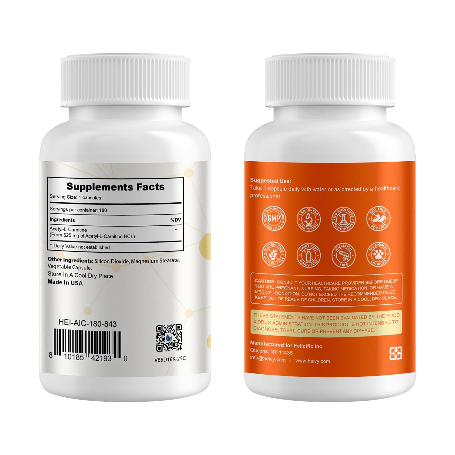 Heivy Acetyl L-Carnitine 500mg, 180 Capsules — Amazon image 2