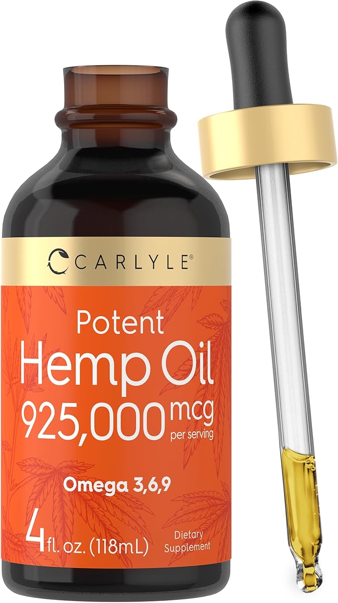 Carlyle Hemp Seed Oil 925,000 mcg | High Potency | Contains Omega 3,6,9 | Cold Pressed | Vegetarian, Non-GMO, Gluten Free