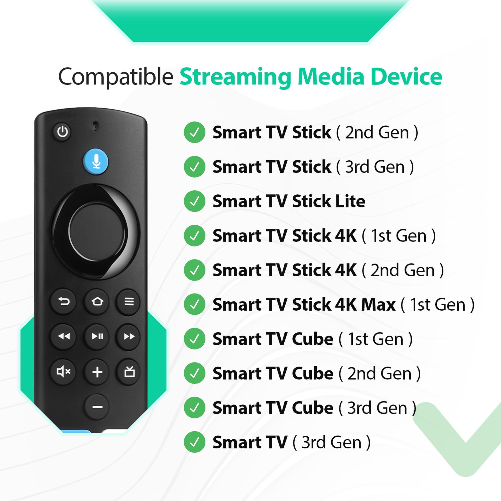 Telecomando vocale di ricambio L5B83G, adatto per Smart TV Fire AMZ Stick Lite, Smart TV Stick (Gen 2 e versioni successive), Smart TV Stick 4K, Smart TV Cube (prima generazione e successive),