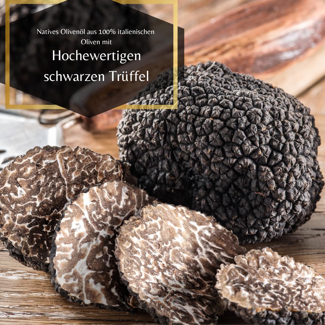 Pantaleo | Schwarzes Trüffelöl | natives Olivenöl aus Italien 250ml | Perfekt zum verfeinern von Pasta, Risotto, Fleisch, Salate & mehr | intesiver Geschmack