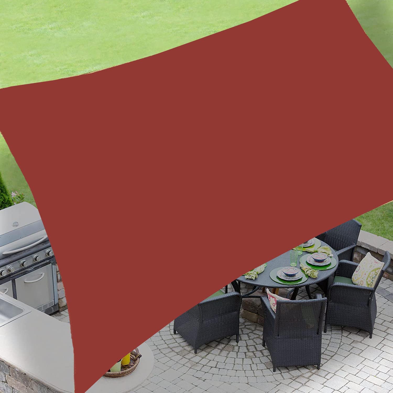 Voile d'ombrage carré protection vent et bâche imperméable terrasse