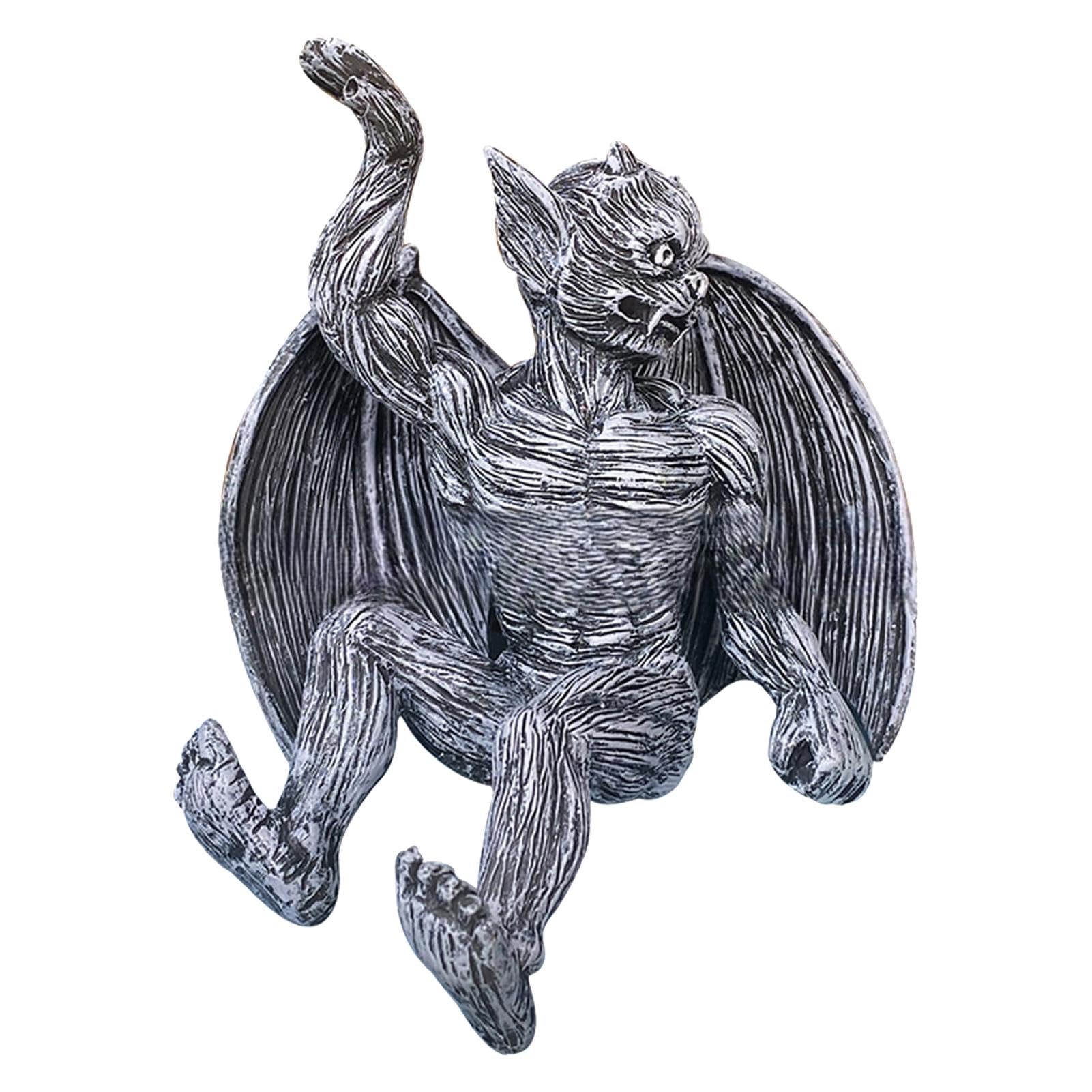 Winged Gargoyle Statues Outdoor - Outdoor Wall Decor | Resin Vintage Scary Gargoyle Statue Garden Figurine for Porch, Balcony
