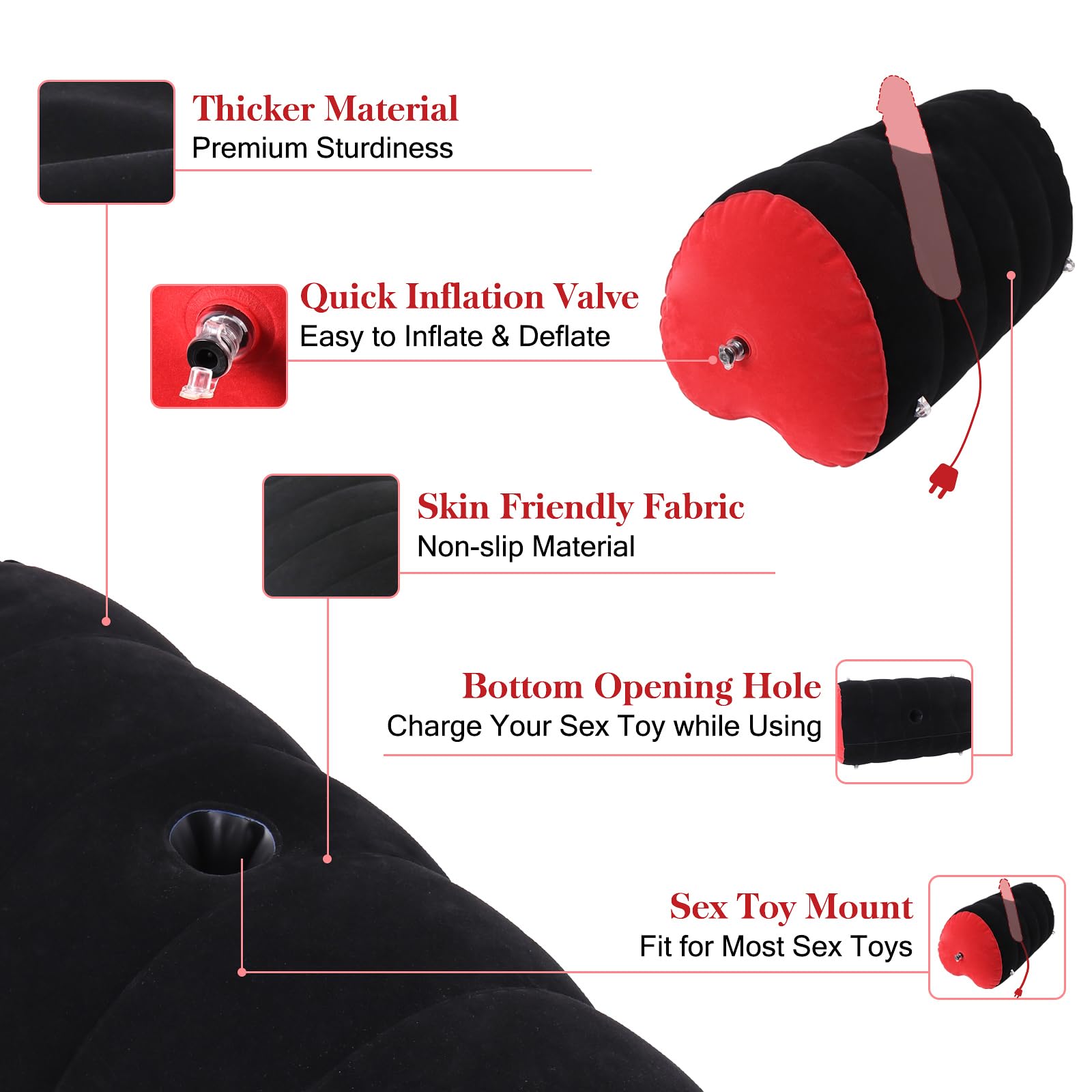 Dfoplde Sex Toy Pillow Position Cushion Pillow Inflatable Ramp Furniture with Adjustable Wrist & Thigh Cuffs Sex Bondage Kit, Sex Body Positioner for Couples Beginner Sm Game Play (Purple)