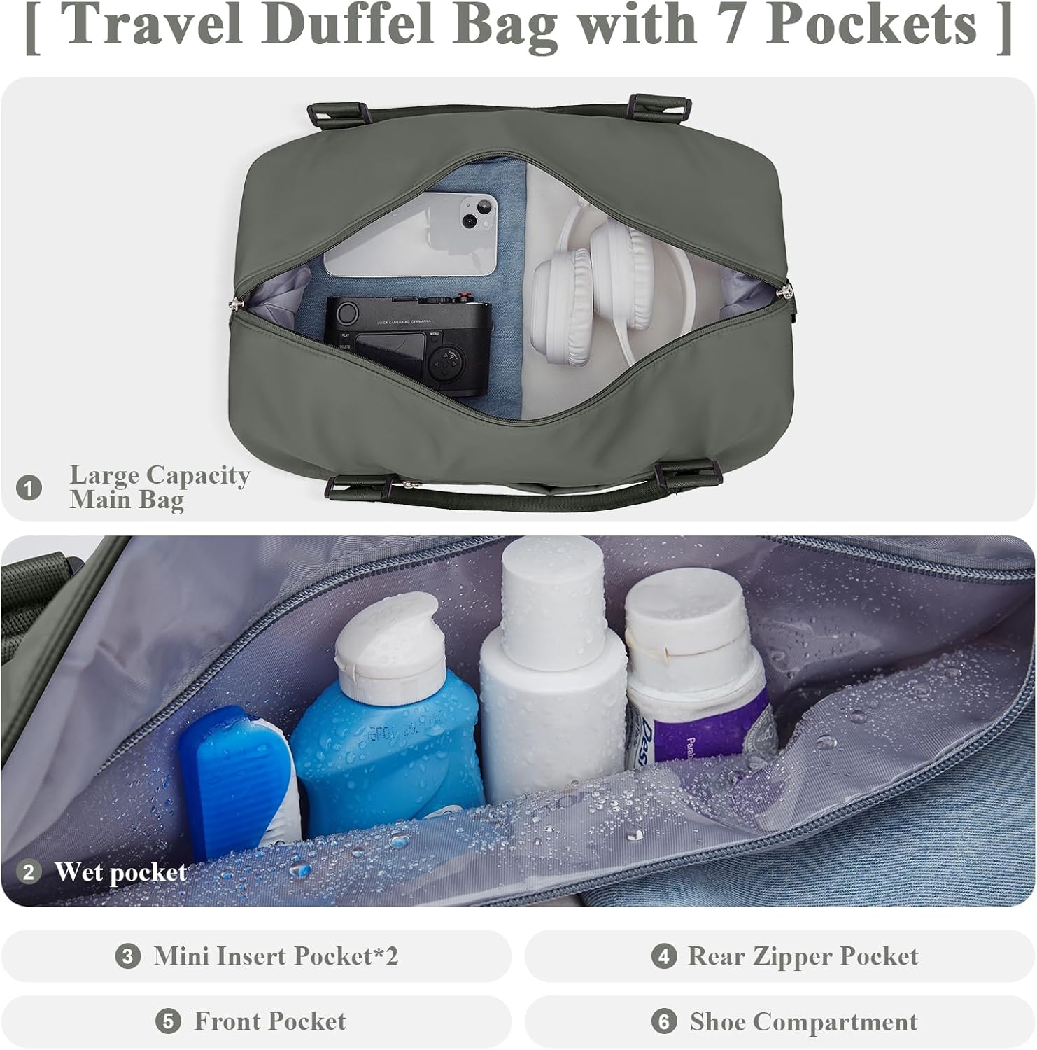 Travel Duffel Bag with Shoes Compartment, Overnight Weekender Bags for Women,Carry on Personal Item Bag,Medium Size - Image 4