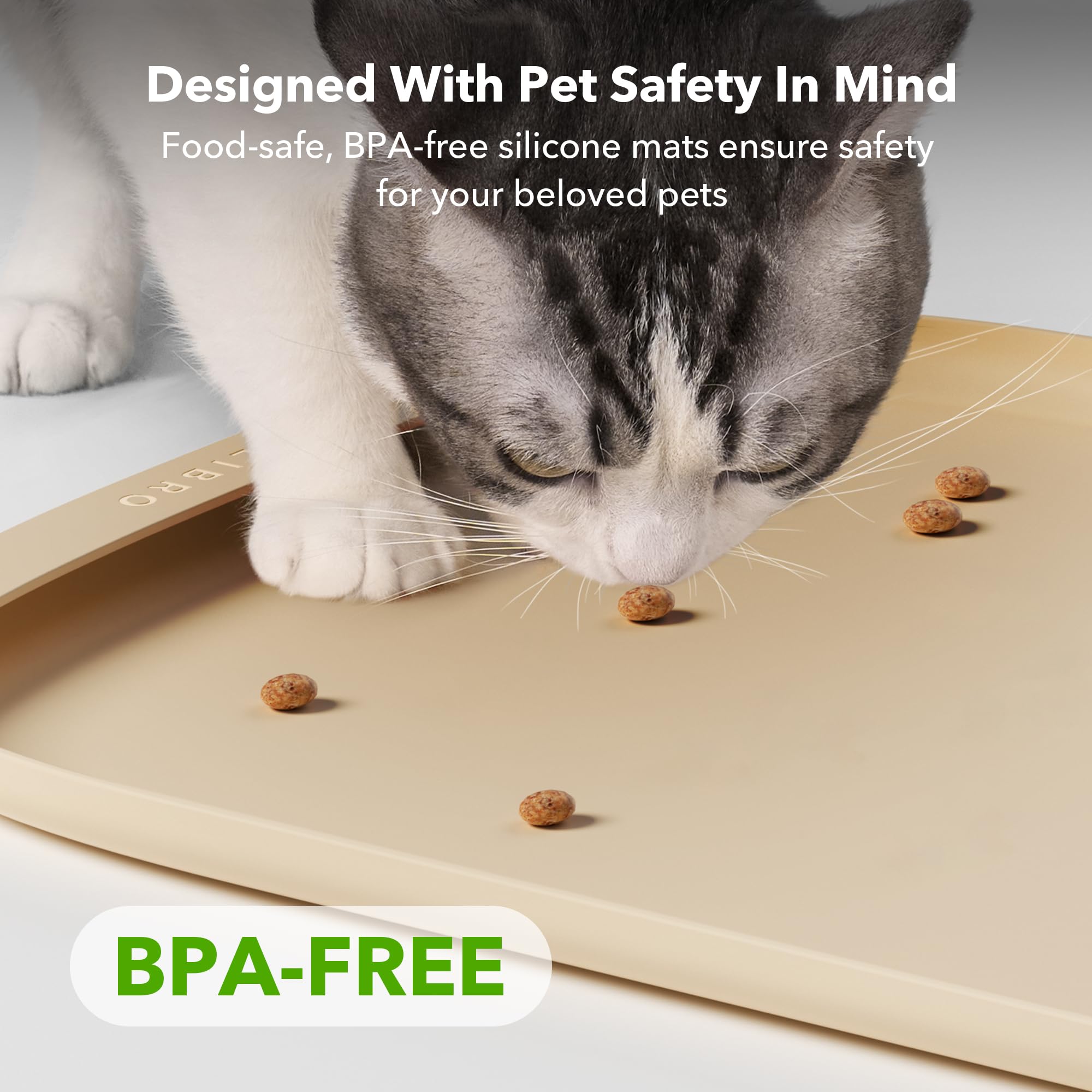 PETLIBRO Dog Food Mat Safety Silicone Cat Food Mat for Feeder & Fountain Waterproof Dog Bowl Mat Raised Edge Spill Protection Floor Cove Feeding Mat for AF005 AF103 Single Tray 17.7x12 product thumbnail 3