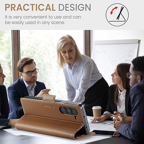 Miniatura 5 de LBYZCASE Funda tipo cartera para Galaxy Z Fold 5 (5G 2023) tarjetero con bloqueo RFID, cuero con función atril, magnética, a prueba de golpes, funda