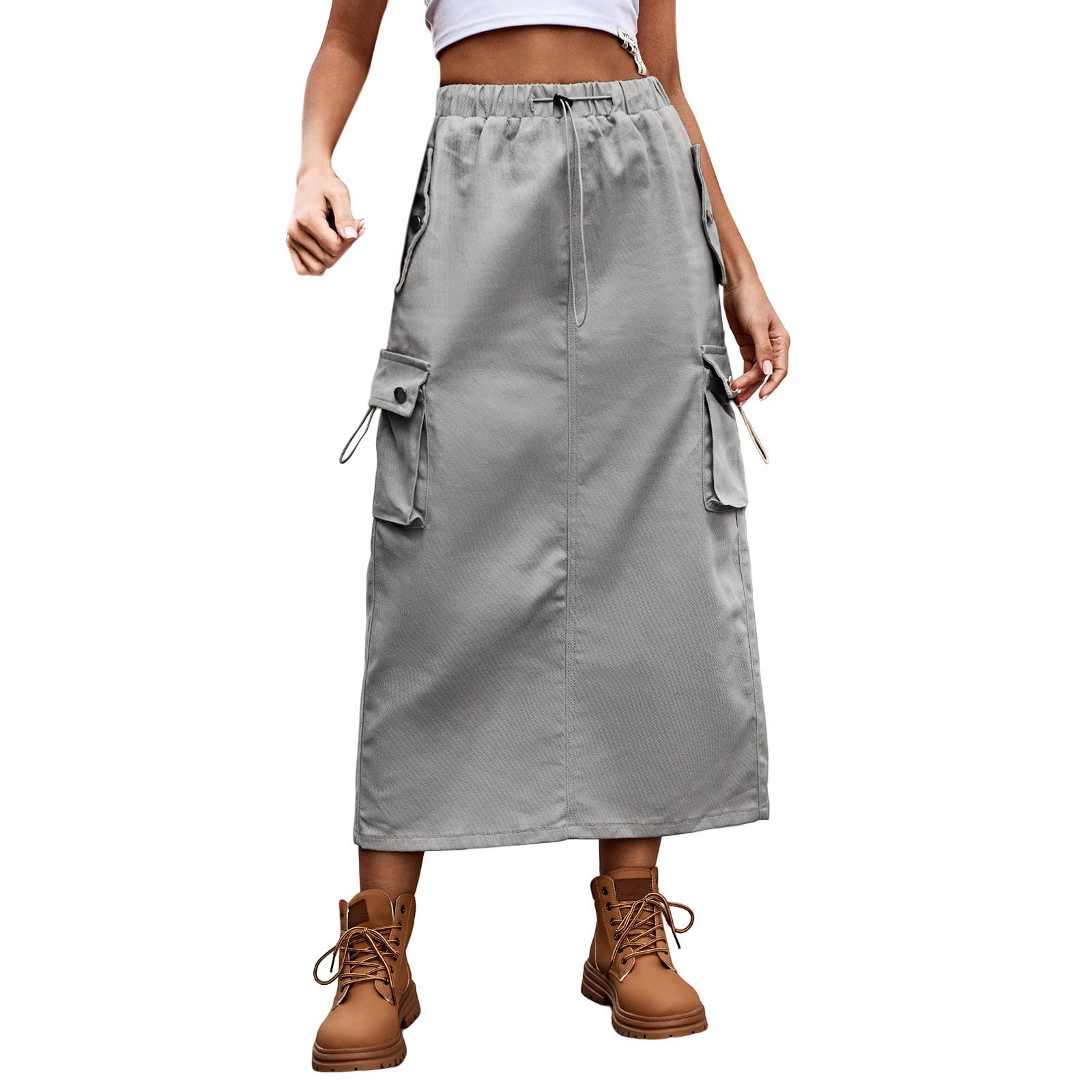 Rock Damen Sommer - Rock Schwarz Damen Heavy Industry-Jeans-Cargorock mit Tunnelzug-Design