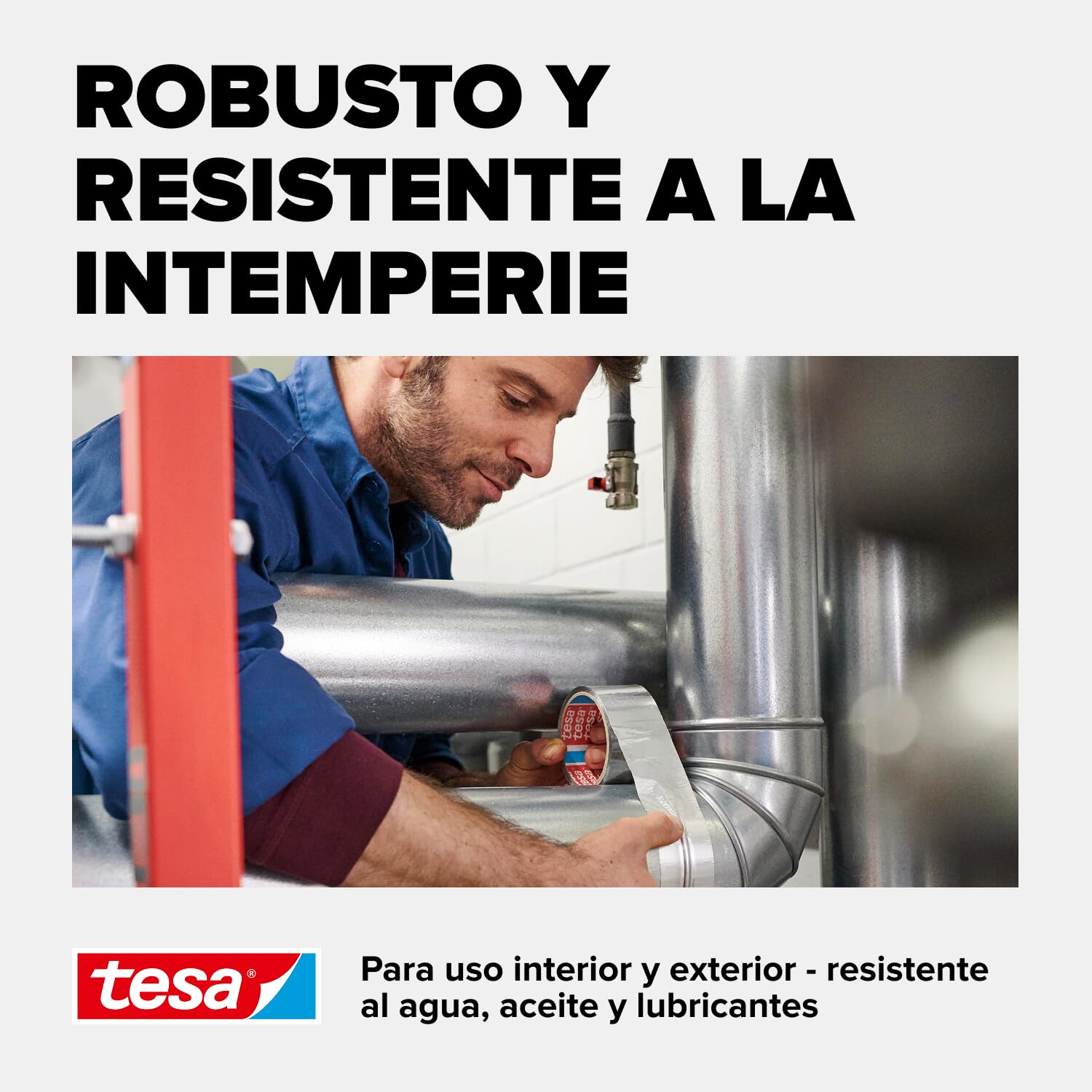 tesa 56223-00000-01-Cinta de Aluminio 50 micras-10m x 50mm, Standard, 10mx50mm