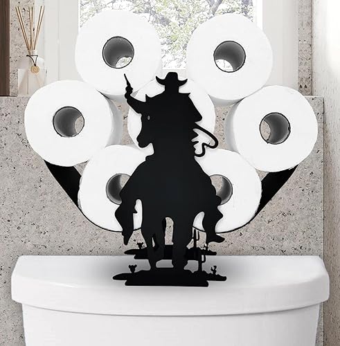 Titular de papel higiénico de metal negro vaquero, soportes de papel de animales, soporte de papel de metal decorativo, divertido almacenamiento de