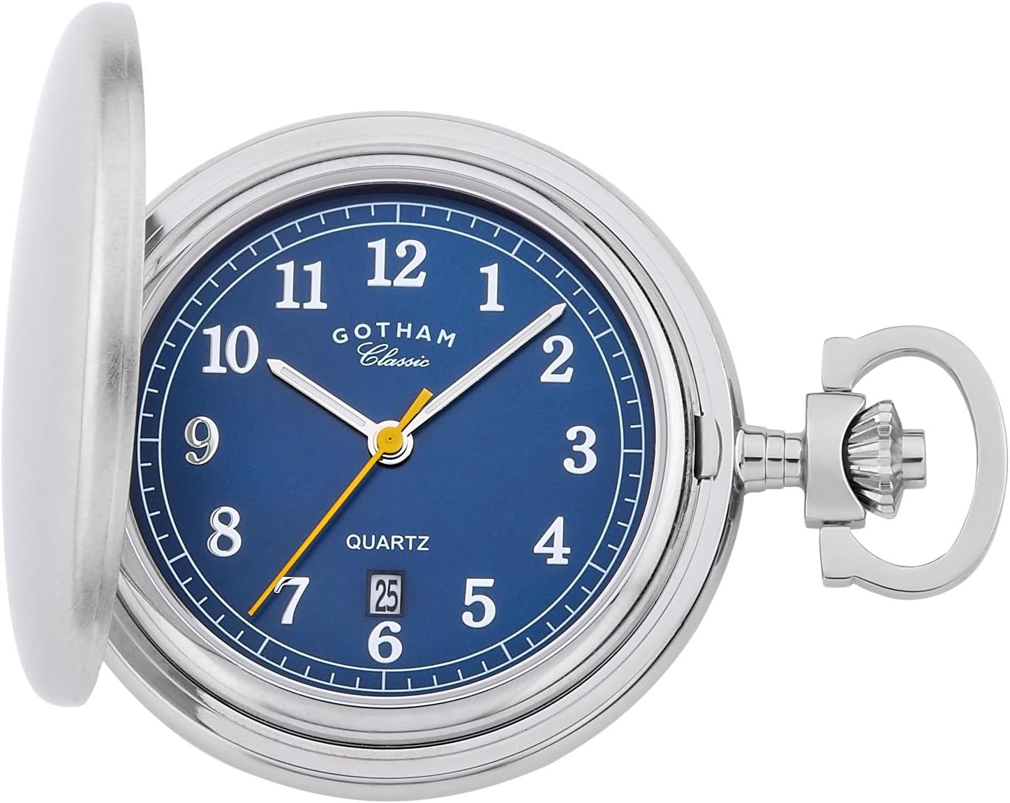Gotham Men's Stainless Steel Analog Quartz Date Covered Pocket Watch # GWC14125SBU