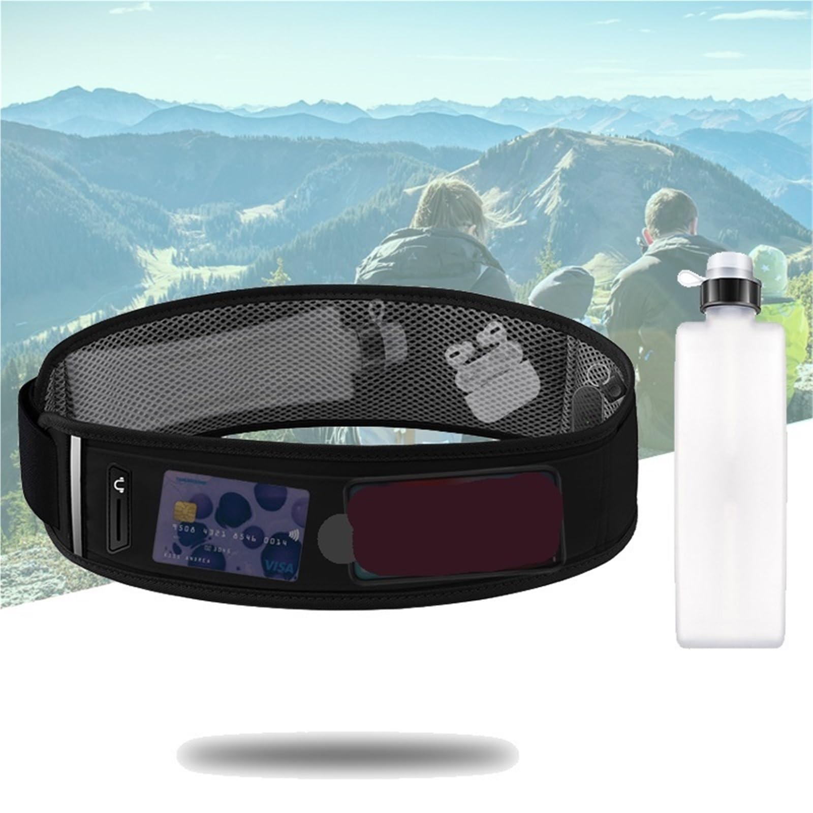 Riñonera for Correr con Botella de Agua, Bolsa for teléfono Deportivo, riñonera Invisible for Hombre y Mujer, Verano for Gimnasio, Fitness maratón para Trotar(Only Grey Bag,L)