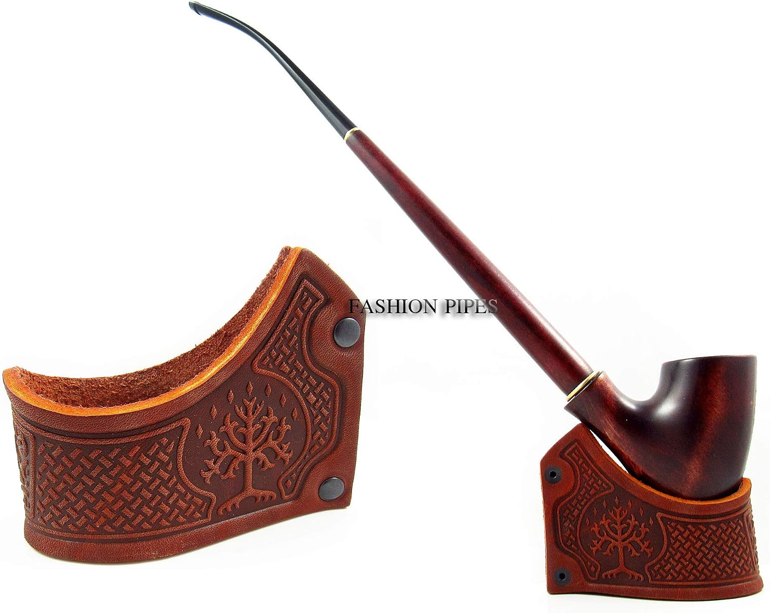 New Genuine Leather Stand Rack Holder Rest for Tobacco Smoking Pipe for Smoking Pipes Exclusive Designed For pipe Smokers (NORDIC (TREE))
