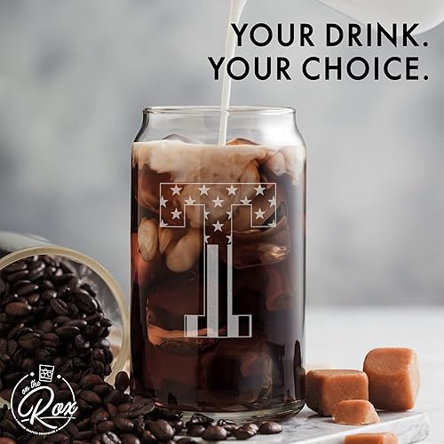 Miniatura 6 de Vaso en forma de lata de cerveza con monograma grabado - bandera de EE.UU.