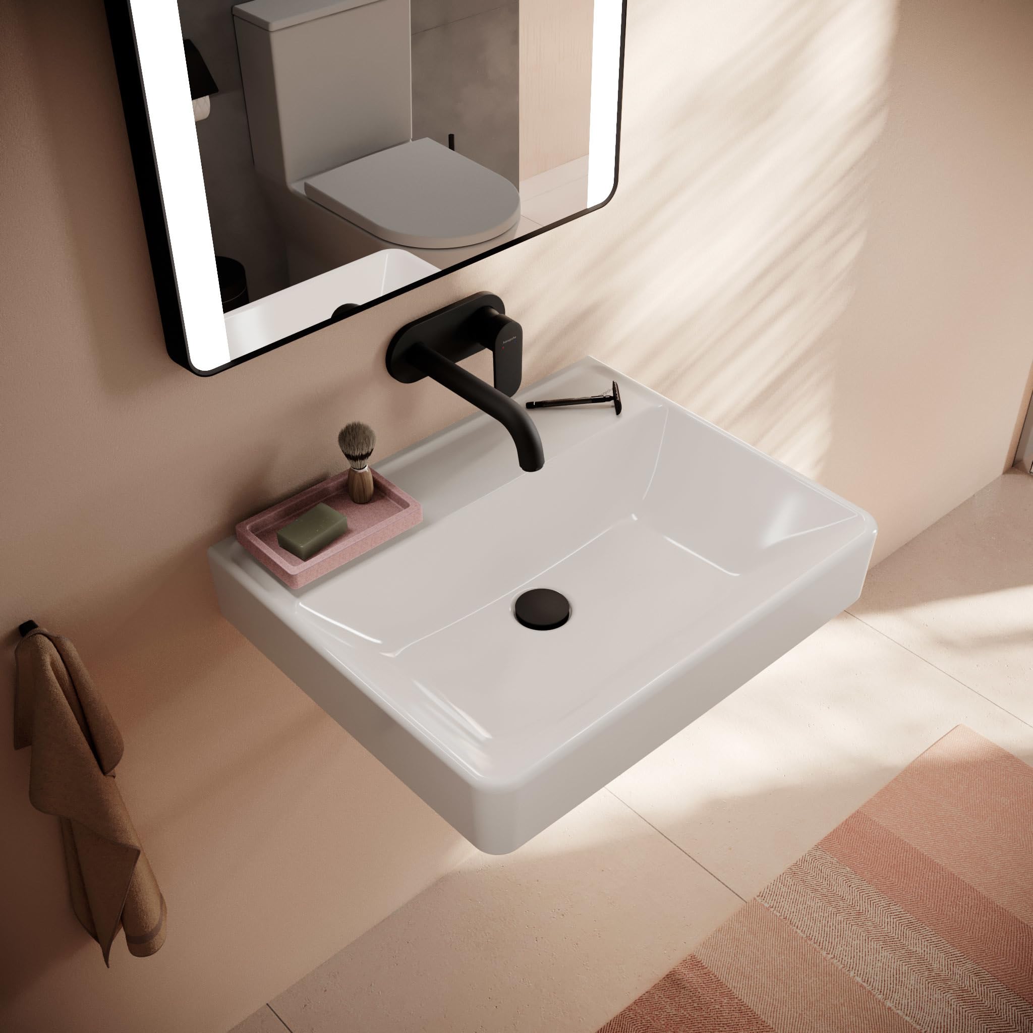 hansgrohe Waschtisch Xanuia Q 600x480mm, ohne Hahnloch/Überlauf, weiß