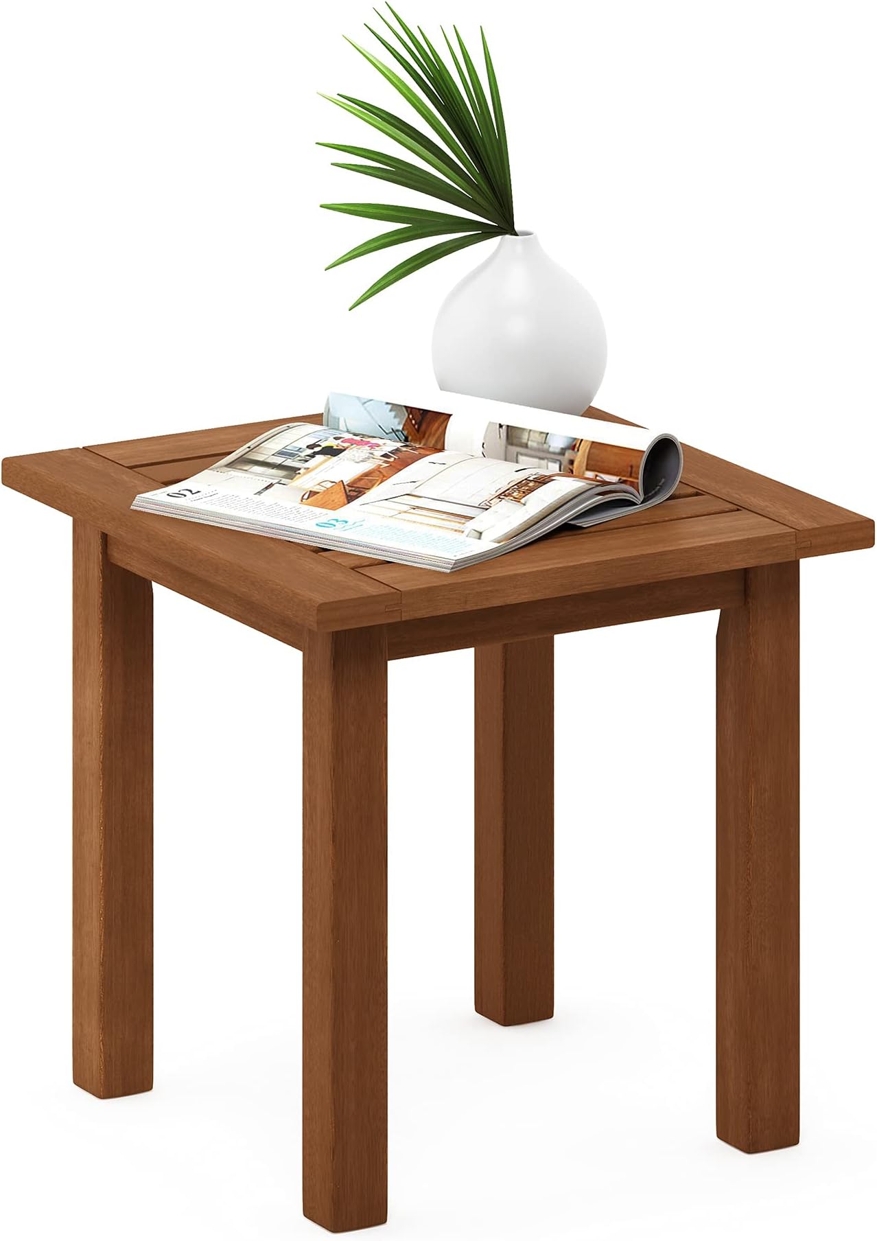 Furinno FG18506 Tioman Hardwood Patio Furniture Outdoor End Table, Natural