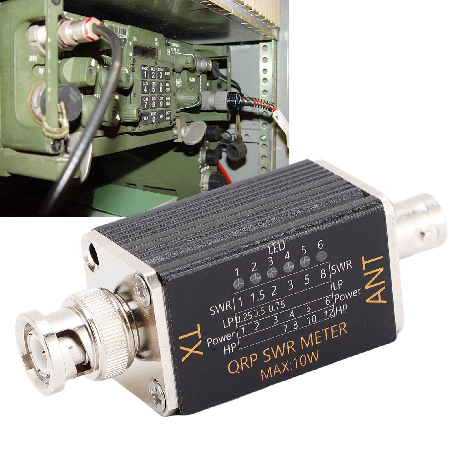 Generic Miernik SWR Przenośny Wskaźnik LED 1-30 MHz 10 W Interfejs BNC dla Entuzjastów Radia Stop Aluminium