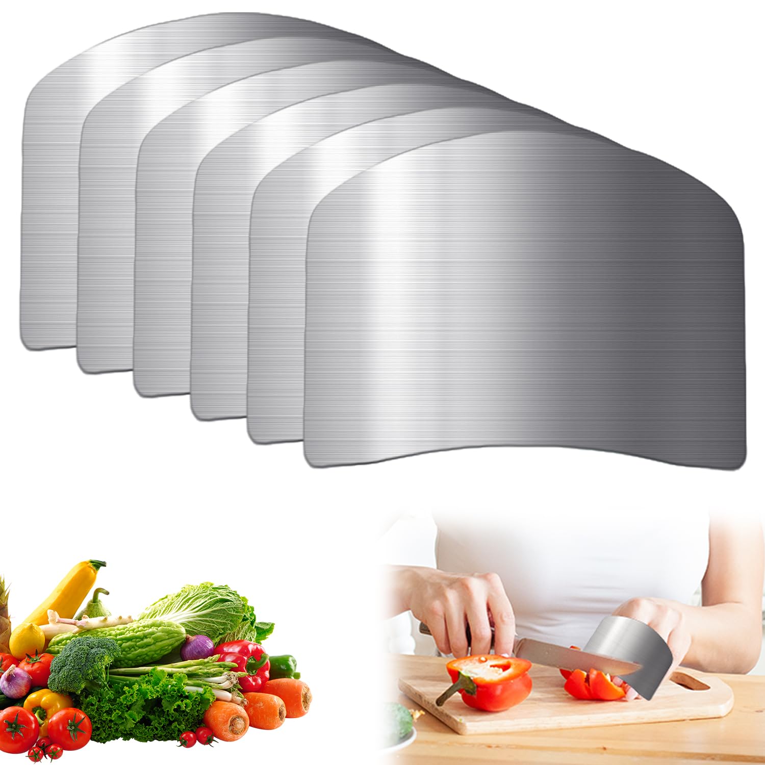 Stainless Steel Finger Guard，Universal Adjustable Finger Guard Protector Finger Guards，Finger Guards For Cutting Food For Cutting, Chopping, Dicing, Slicing
