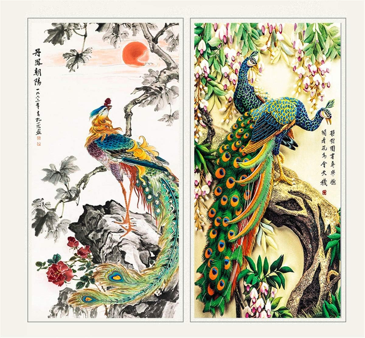E-壁【美品】有田焼 陶板画 壁掛け 飾り物 孔雀 牡丹 青藍 金彩コルク裏打ち 有田焼】飾り花瓶 染錦白金彩牡丹孔雀図 - JTOPIA