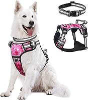 Vista 34 de WINSEE Arnés para perro sin jalones con collar chaleco reflejante ajustable Oxford, broches para correa delantero y trasero para perros pequeños