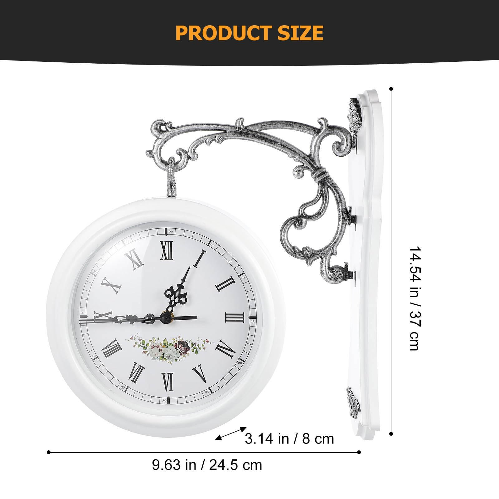 Adorainbow Horloge Murale Double Face Rétro Blanche Rotation 360 Degrés et Grands Chiffres, Design Créatif en Verre et Plastique pour Salon ou Chambre
