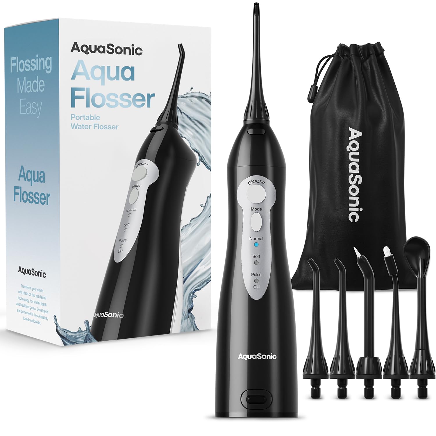 AquaSonic Aqua Flosser - Cordless Rechargeable Water Flosser for Teeth - Waterproof, Portable Oral Irrigator for Dental Cleaning with 5 Jet Tips – Braces Home Travel