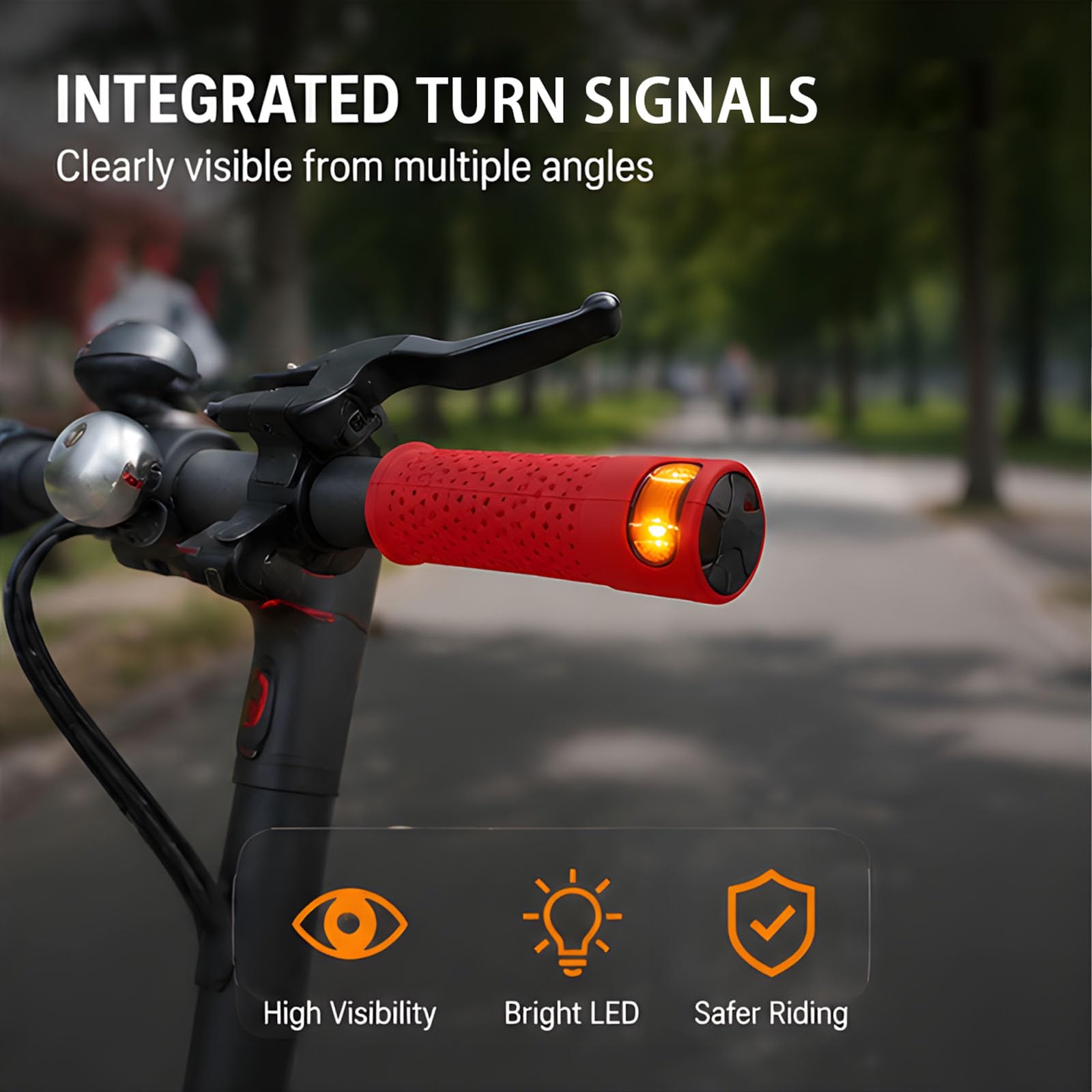 Feux de position gauche et droit pour guidon de scooter conçus pour un montage simple et des poignées ergonomiques de trottinette robustes