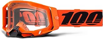 100% Racecraft 2 Goggles - Mountain Bike & Motocross Goggles - Eyewear for Motocross & Mountain Biking - Neon Orange, Clear Lens