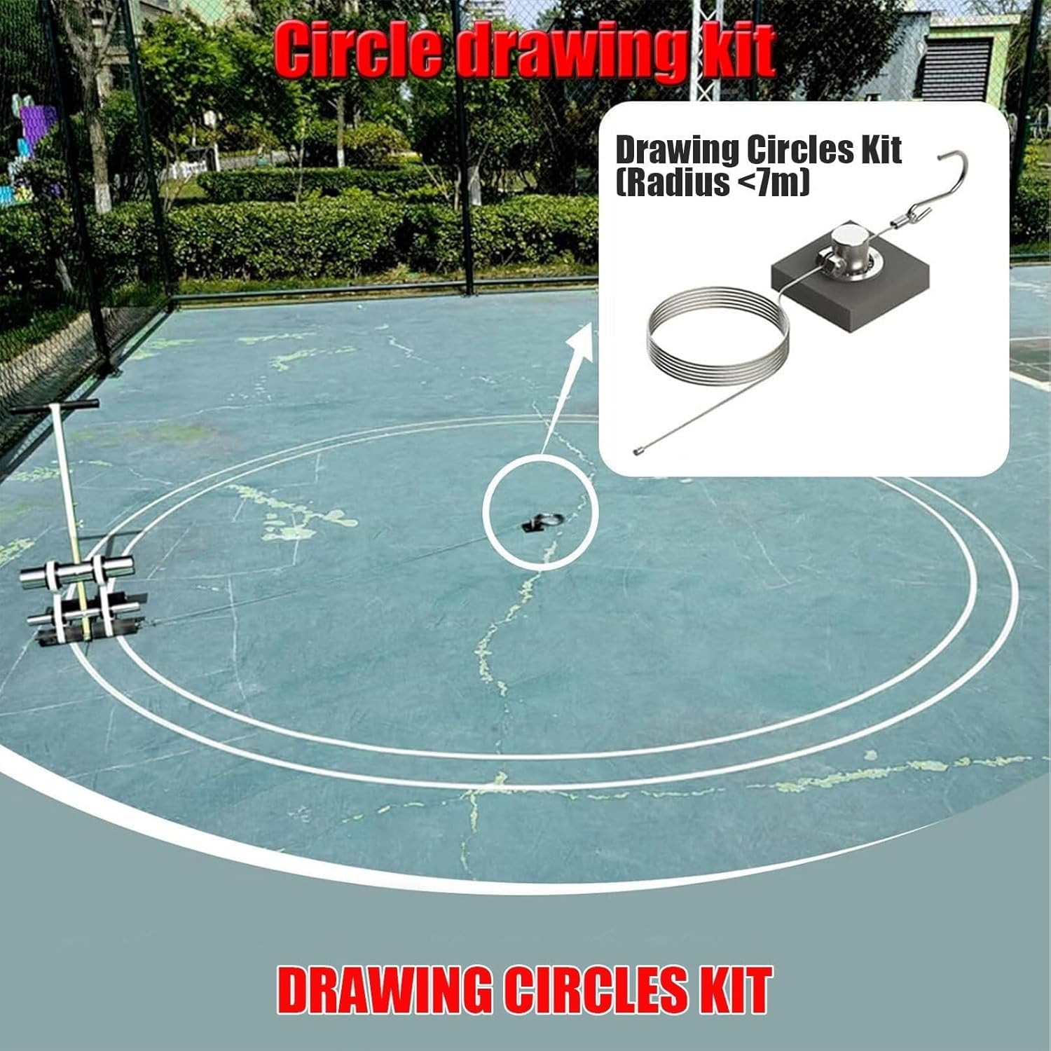 Manual Floor Tape Applicator with Drawing Circle Kit, Hand Push Tape Marker for Driveway, Asphalt & Concrete Floors