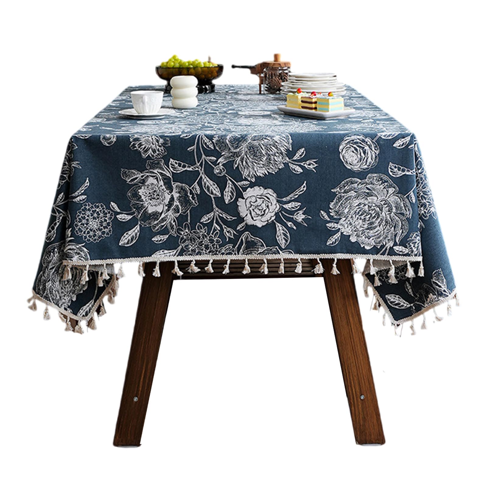 Woedpez Luxury Flower Tablecloth Waterproofie Polyester Fabric Table Cover for Dining Party Decoration Cloth Polyester Tablecloth