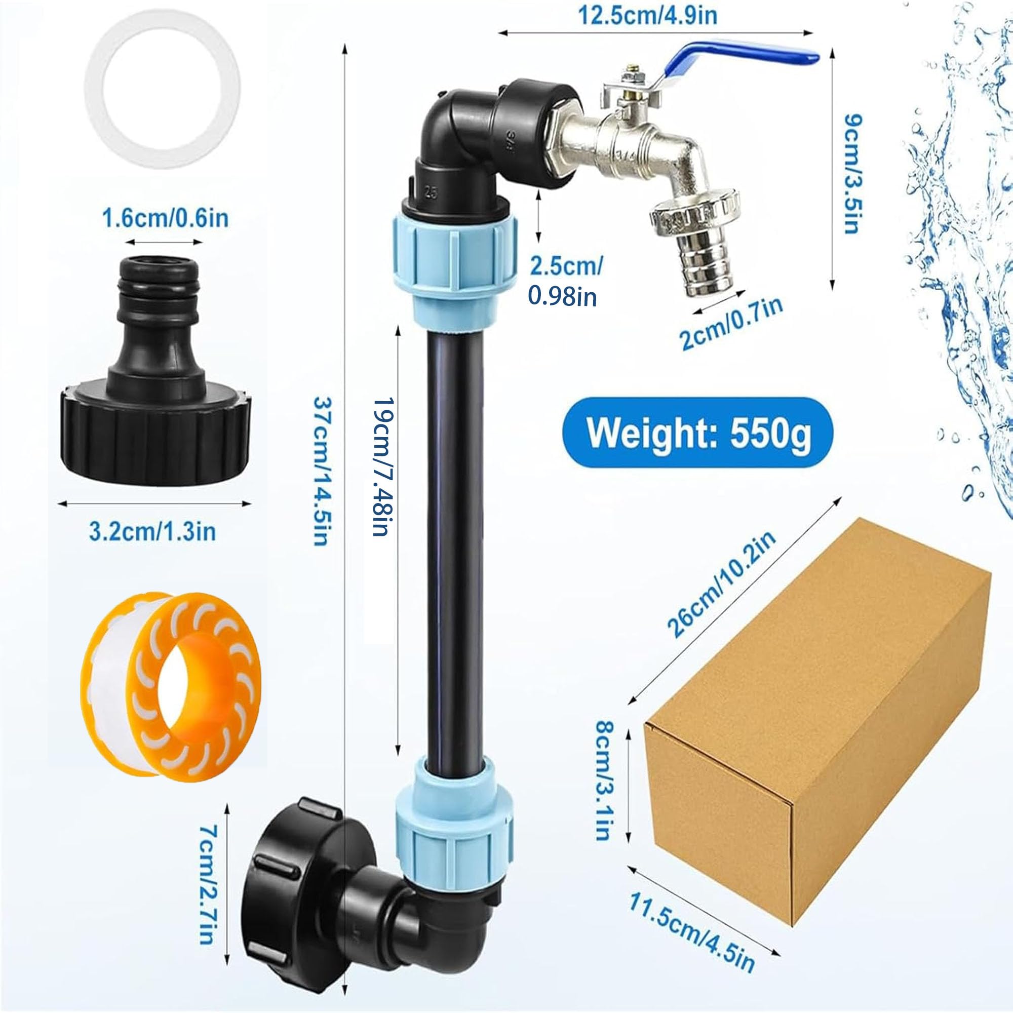 Grifo de Cuello de Cisne IBC para Tanque de Agua de Lluvia,Grifo Depósito IBC,Cuello de Cisne Tanque IBC,Adaptador IBC con Cuello de Cisne 3/4,IBC Cuello de Cisne de 3/4 Pulgadas para Tanques De Agua