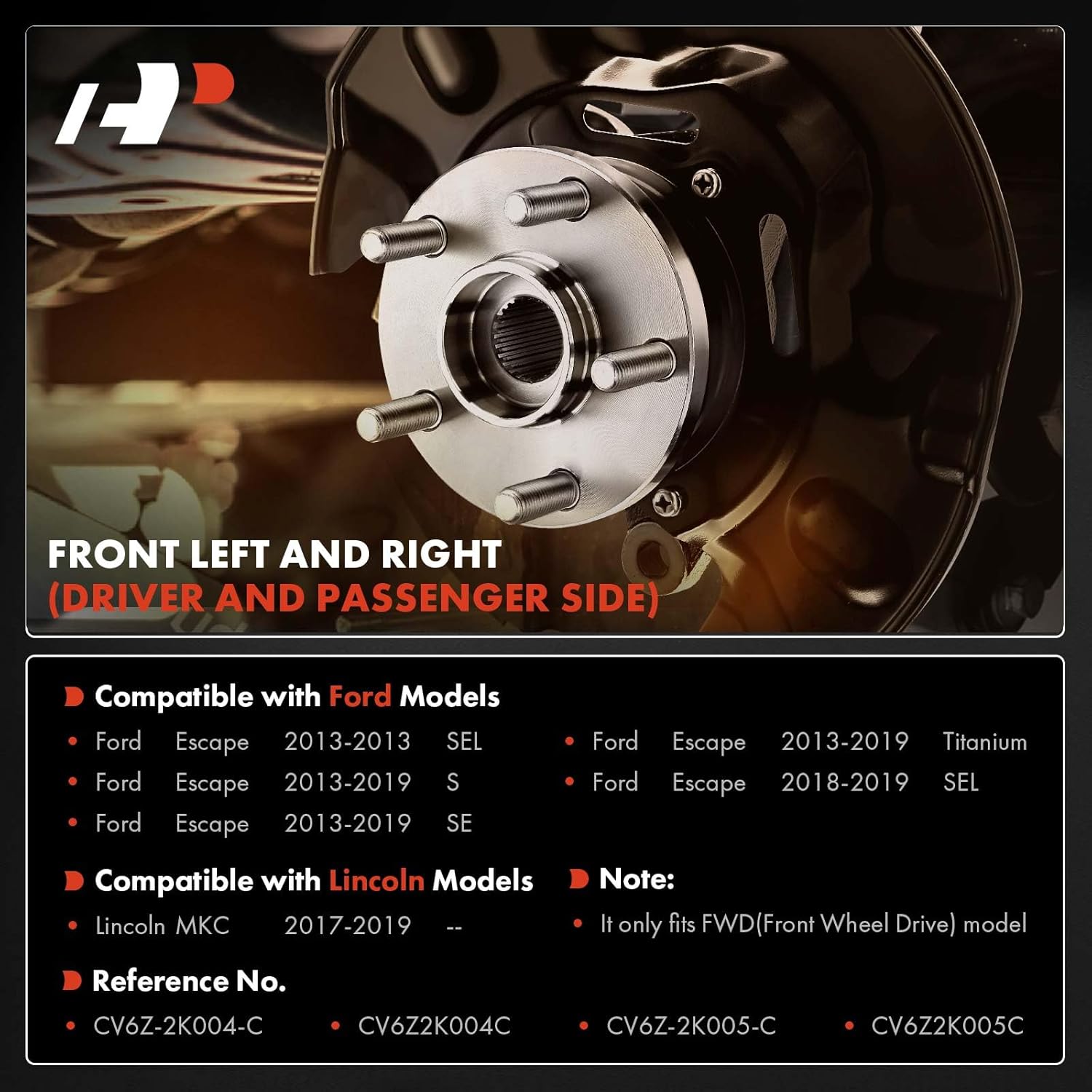 A-Premium Front Driver and Passenger Side Brake Dust Shield Compatible with Ford and Lincoln Models - Escape 2013-2019, MKC 2017-2019, FWD Only, 2-PC Set