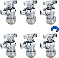 Vista 14 de SUNGATOR Paquete de 2 válvulas de parada angular, válvula de cierre de agua angular de 1/2 x 1/4 de pulgada, cierre de agua del inodoro, 1/4