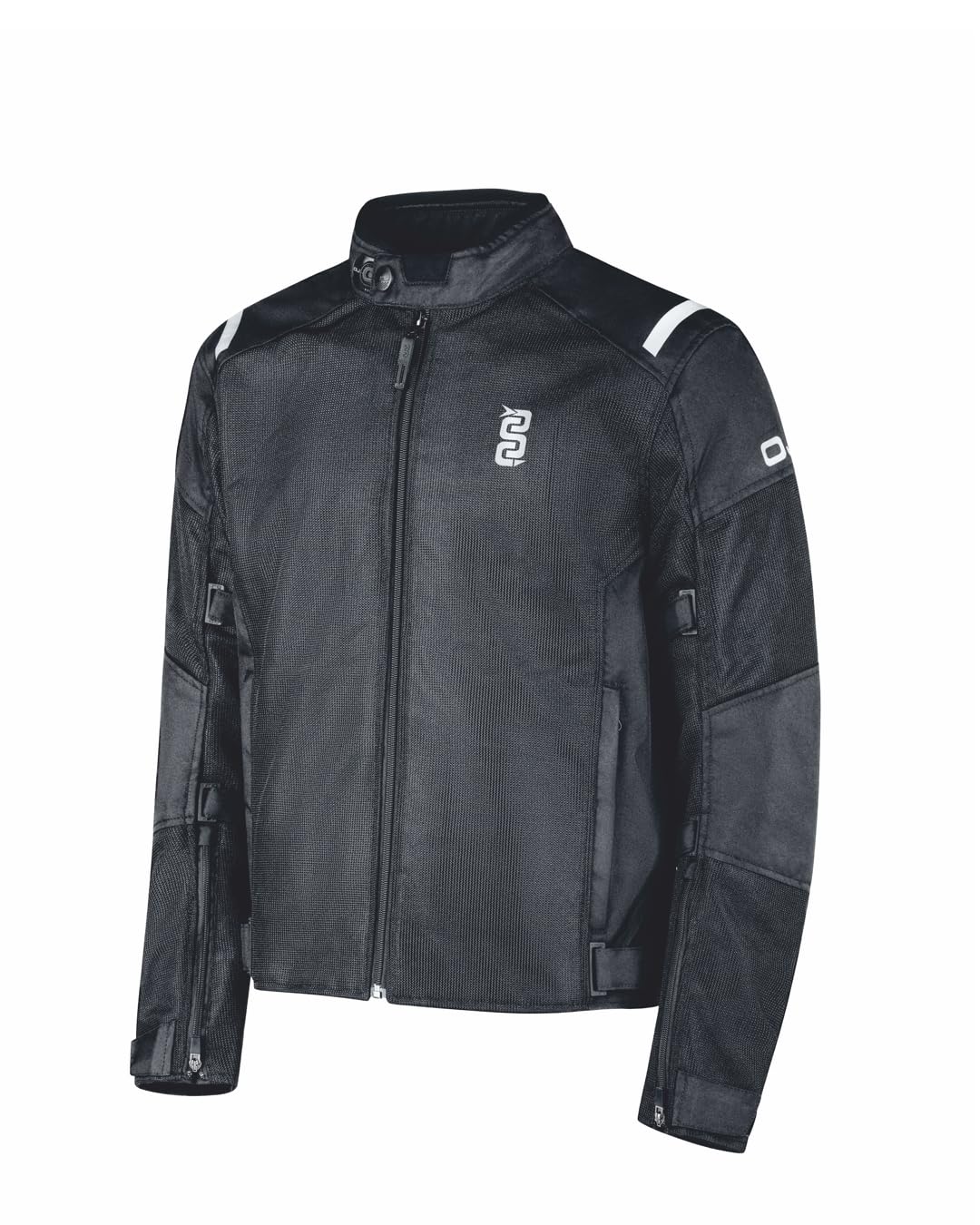 OJ Giacca da Moto Flow Tessuto Traforato, Protezioni Certificate Spalle e Gomiti, Regolazioni Multiple, Predisposizione Protezione Schiena