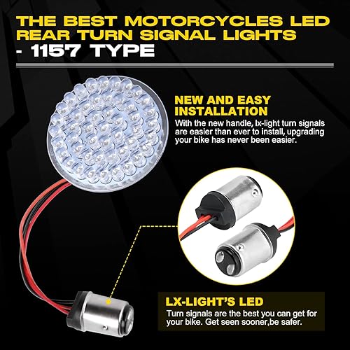 Miniatura 5 de LX-LIGHT Par de 2 pulgadas estilo bala 1157 Kit de luces direccionales LED traseras compatibles con Dyna Softail Touring Street Glide Road King