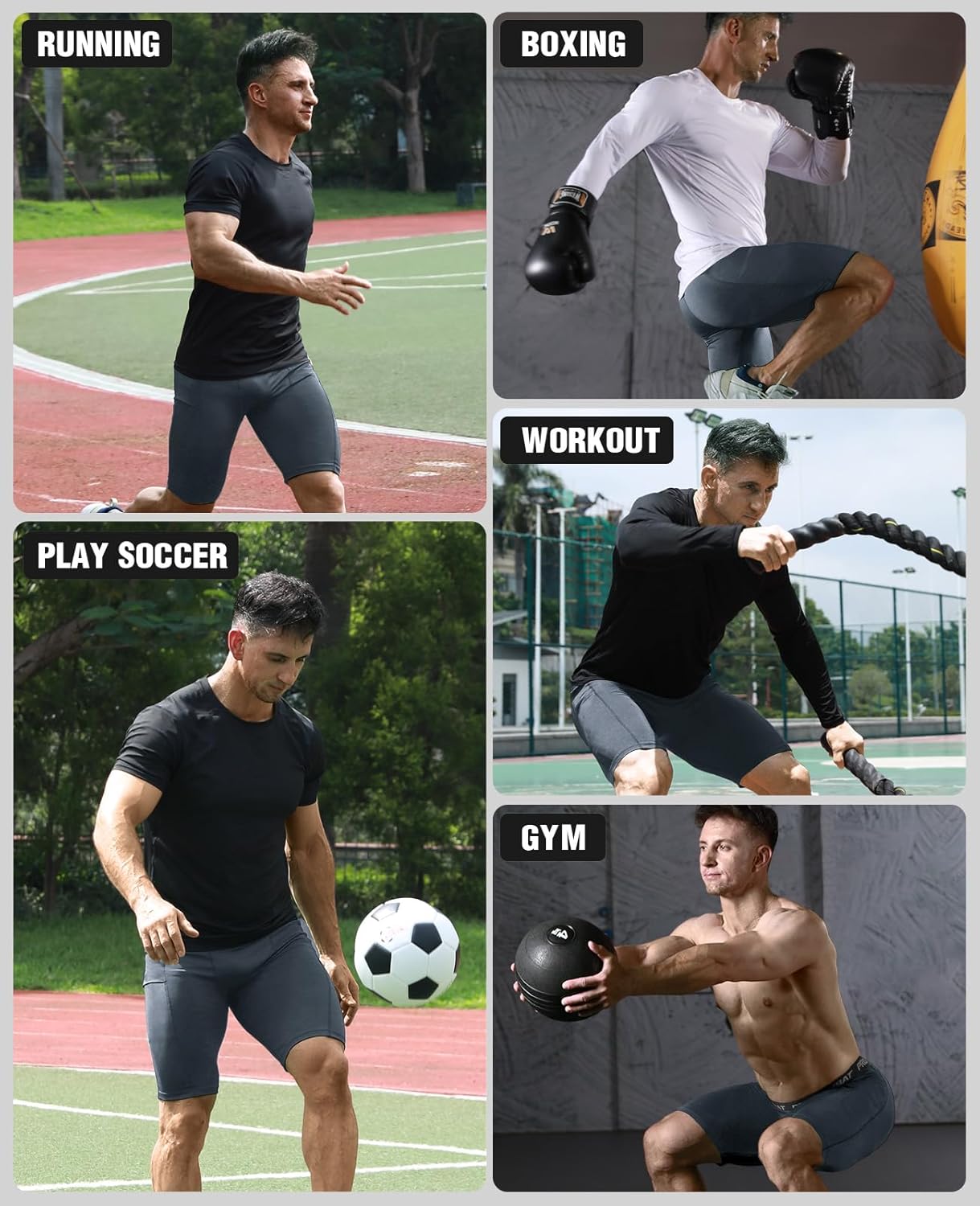 Niksa 2/4 Pack Compression Shorts Men with Pocket, Spandex Running Shorts Sport Athletic Workout Performance Underwear - Image 6