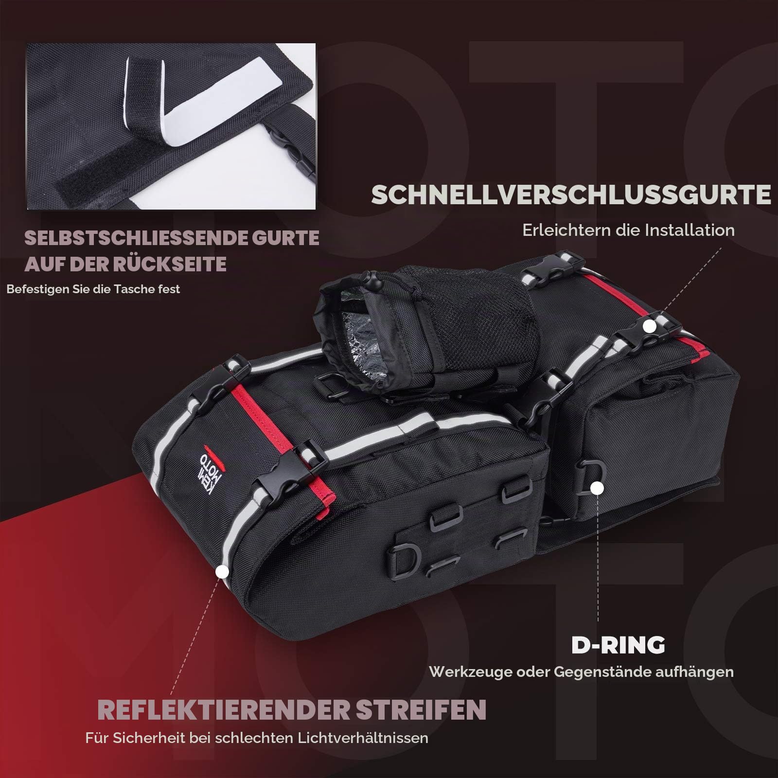 KEMIMOTO ATV-Kotflügeltasche, 130% größer, wasserdichte hintere Aufbewahrungstasche, Getränkehalter, abnehmbar, für Polaris, Sportsman, Scrambler, FourTrax, Can Am, Grizzly, Cfmoto, Kawasaki