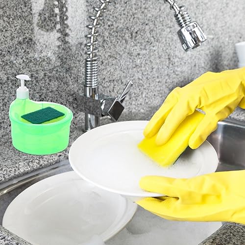 Miniatura 2 de Dispensador de jabón para lavavajillas, dispensador de jabón para lavar platos 2 en 1, dispensador de jabón de cocina con esponja, dispensador de