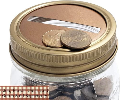 Miniatura 7 de Insertos de tapa de banco de monedas de cobre para tarros de masón, bola, conservas (paquete de 10, boca ancha)