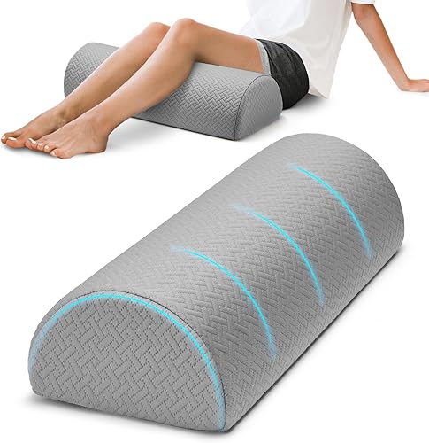 Almohada de rodilla para dormir de espalda, almohada de apoyo debajo de las piernas para dormir de espalda, almohada de media luna para la parte
