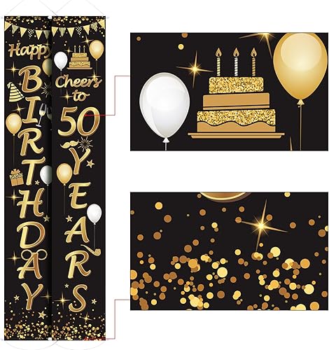 Miniatura 3 de Blulu 2 piezas de carteles decorativos de cumpleaños 50 para hombres y mujeres, suministros de decoración de fiesta de cumpleaños de 50 años de