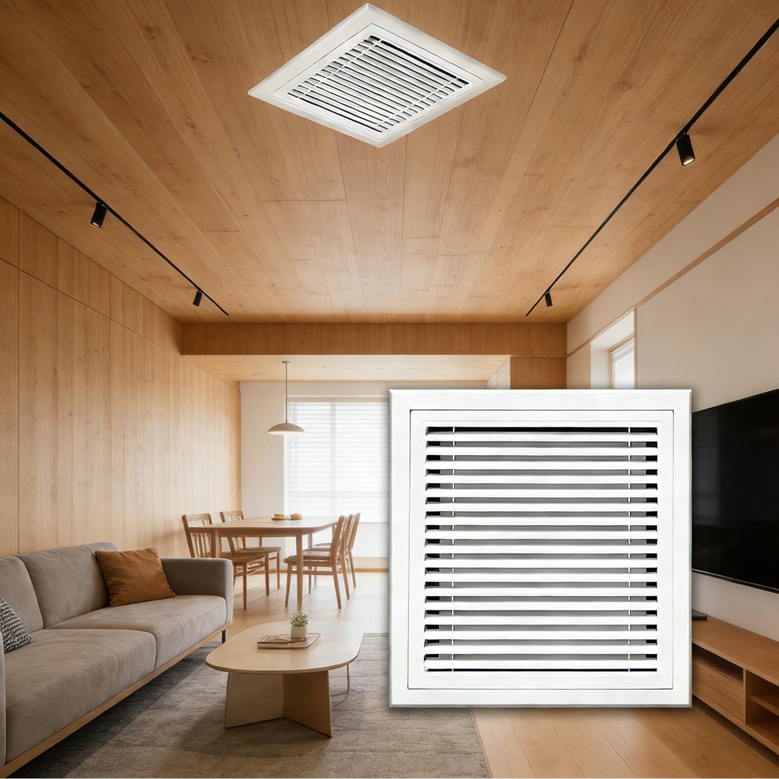 Cubierta de ventilación de retorno de aluminio blanco de 14 x 38 pulgadas para pared/techo, rejilla de entrada de aire frío HVAC con cara/puerta extraíble, flujo de aire eficiente y fácil instalación