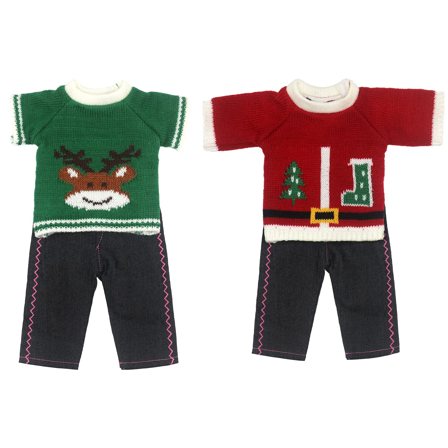 ZWOOS Ropa de muñeca 35-43 cm, Jersey Navideño Compatible con Baby Born, Baby Annabell, Nenuco y más, Paquete de 2
