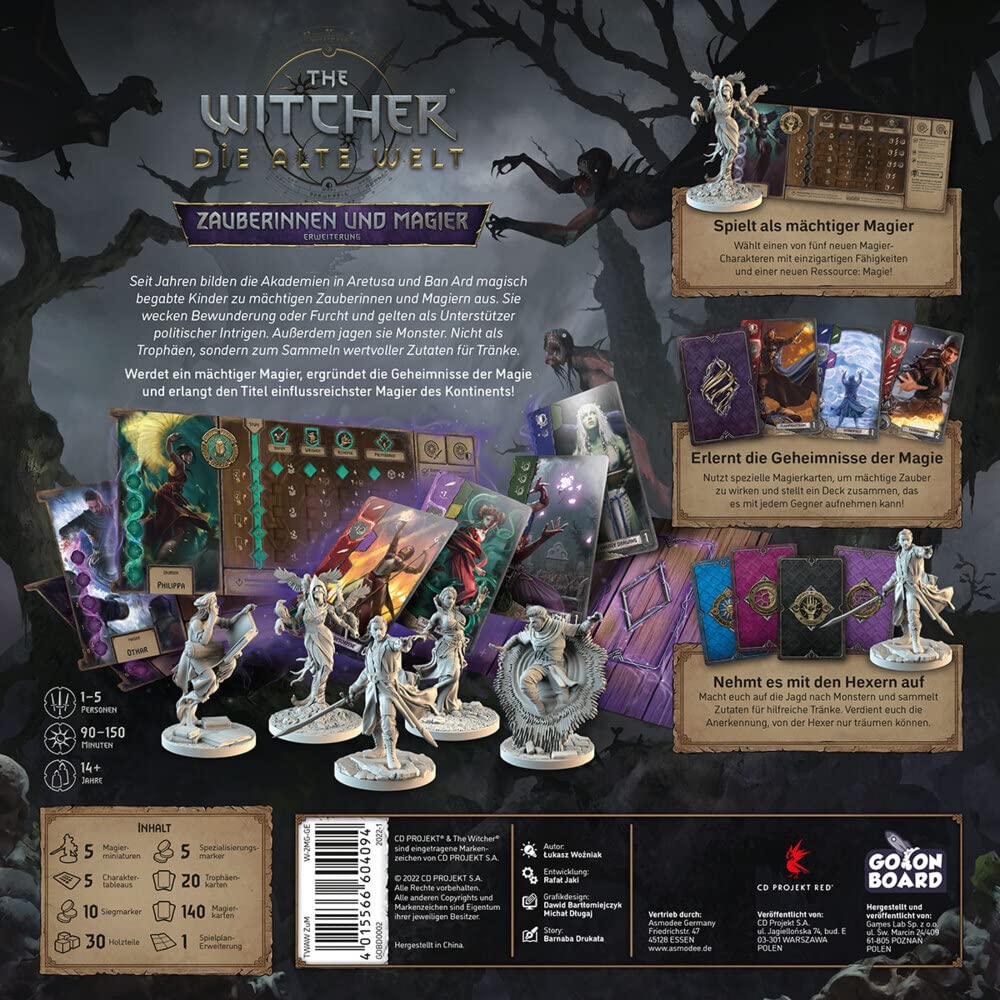 Go on Board, The Witcher: Il vecchio mondo – maghi e maghi, espansione, gioco esperti, gioco da tavolo, 1 – 5 giocatori, dai 14 anni in su, 90 – 150 minuti, tedesco, multicolore