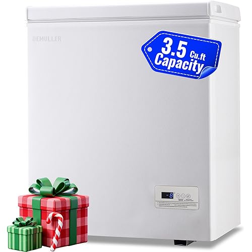 3.5 Cu.ft Chest Freezer with Electronic Panel, Accurate Temperature Display to 1 ℉, White Deep Freezing Machine with 2 Removable Baskets, Compact Size for Any Space