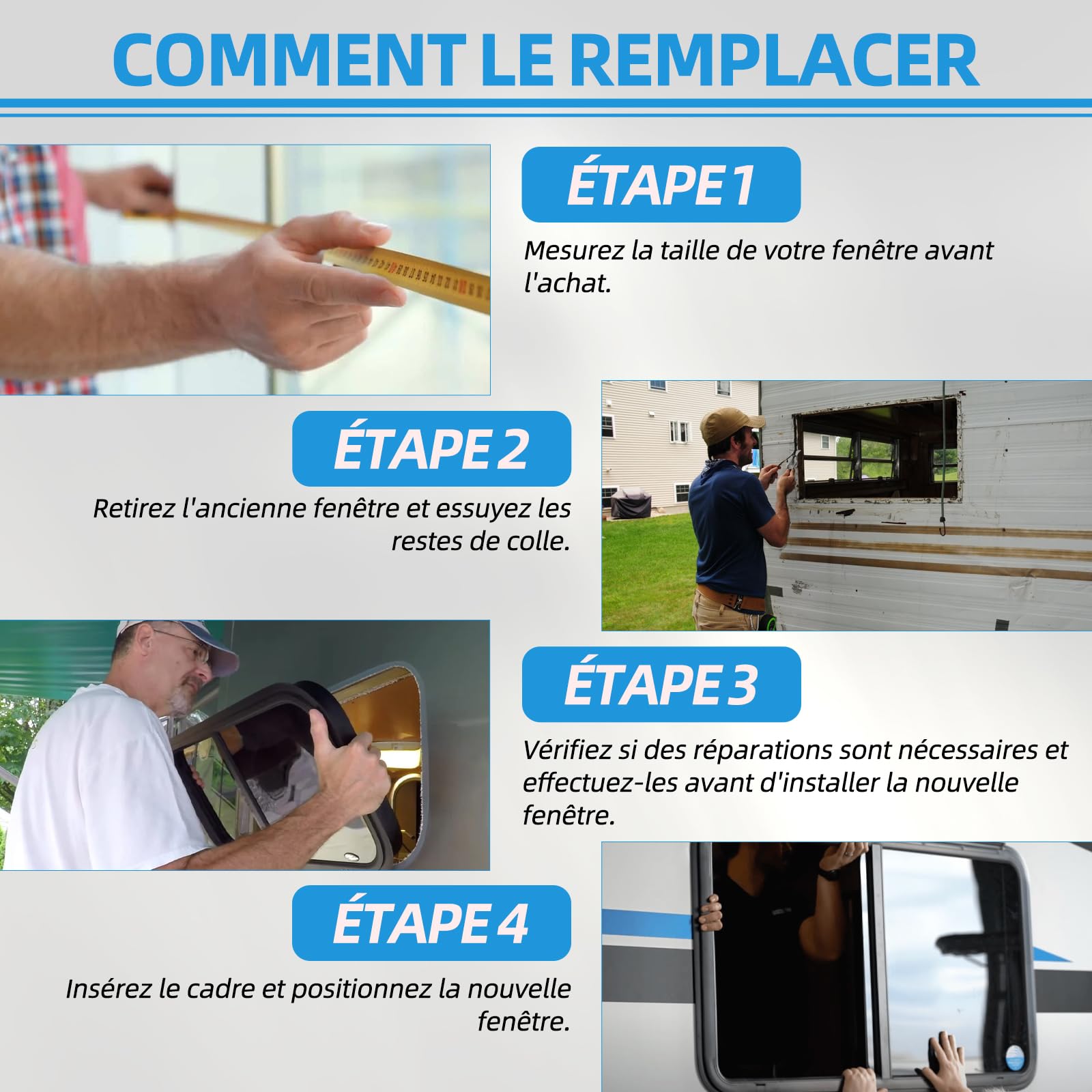 Fenêtre latérale pour camping-car, fenêtre coulissante teintée avec moustiquaire, 600 x 300 mm, convient pour camping-car, caravane et remorque (600 x 300 mm)