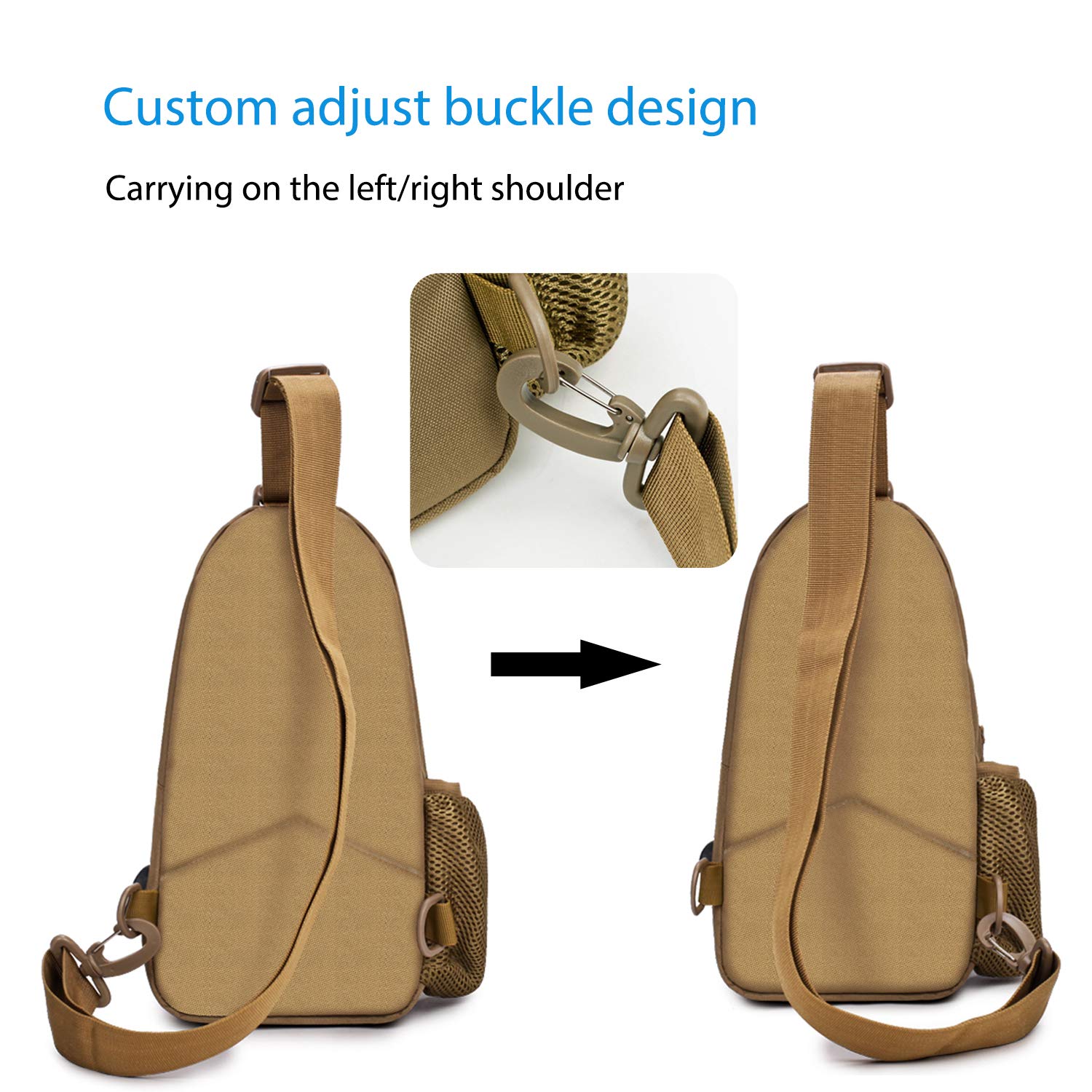 FANDARE Taktyczna wojskowa torba na ramię plecak na klatkę piersiową, plecak crossbody, torba na ramię, sprzęt wojskowy, do jazdy na rowerze, kempingu, jazdy konnej, polowania, wędrówek, z portem