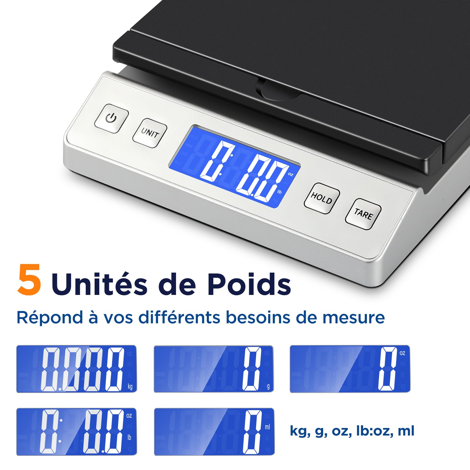 Balance Colis Numérique 30 kg / 66 lb avec Fonction Hold/Tare, Écran LCD Externe