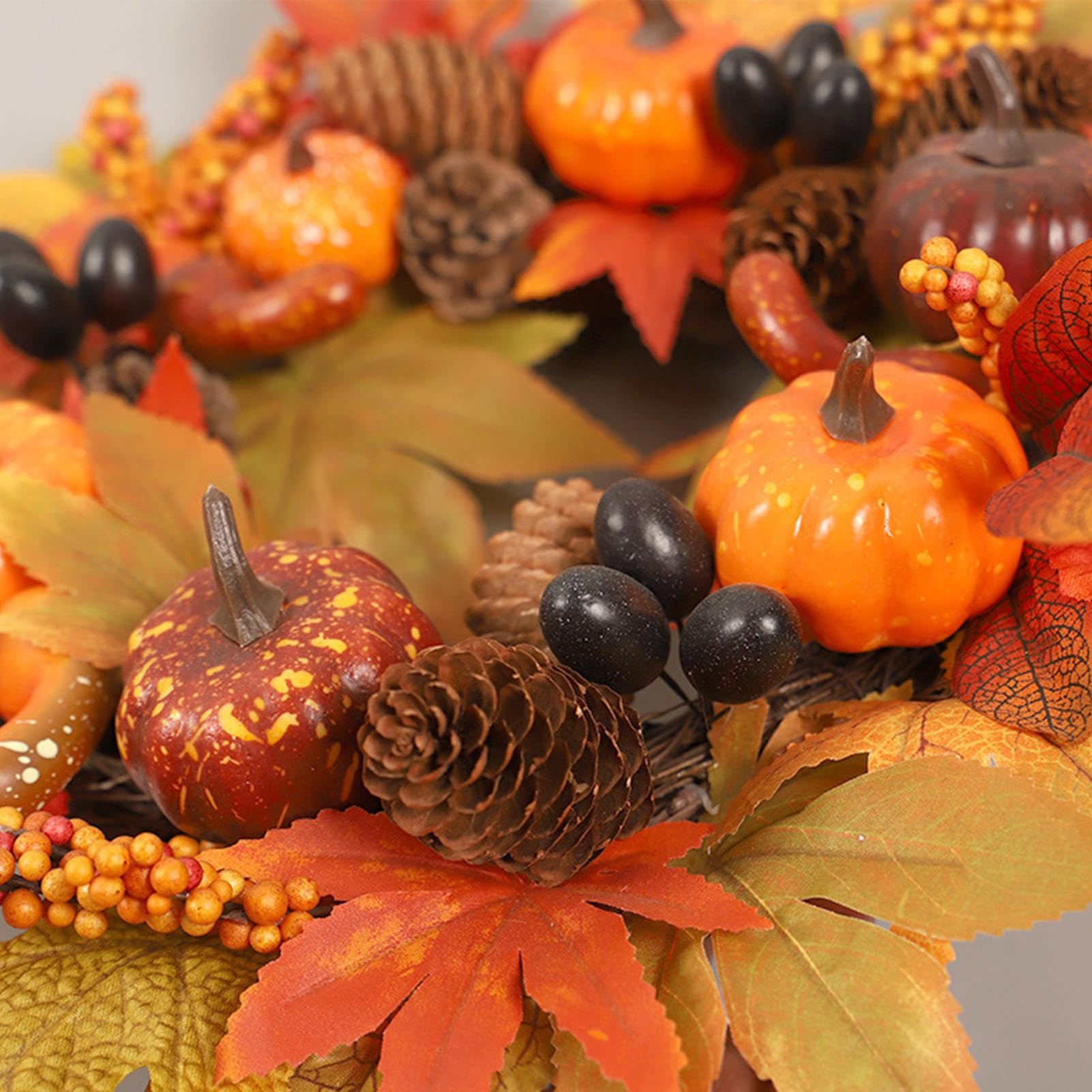 Herbst Türkranz Mit Kürbis - 55cm Deko Für Halloween Und Erntedank