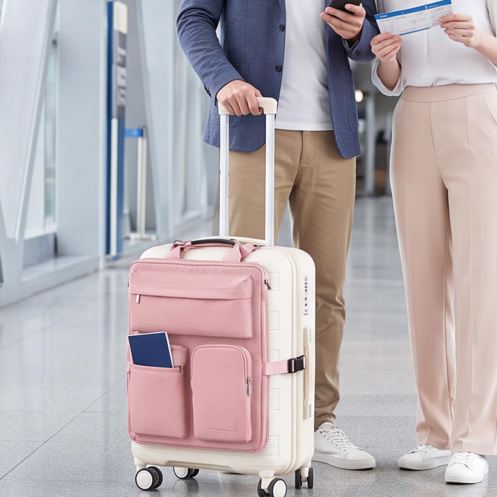 Koffer-Organizer, Tragetasche, Oxford-Tasche (Rosa) | Verstellbare Tragegurte – Koffer, Tablet, Reisepass, Wasser-Tasche mit Reißverschluss (Rosa)