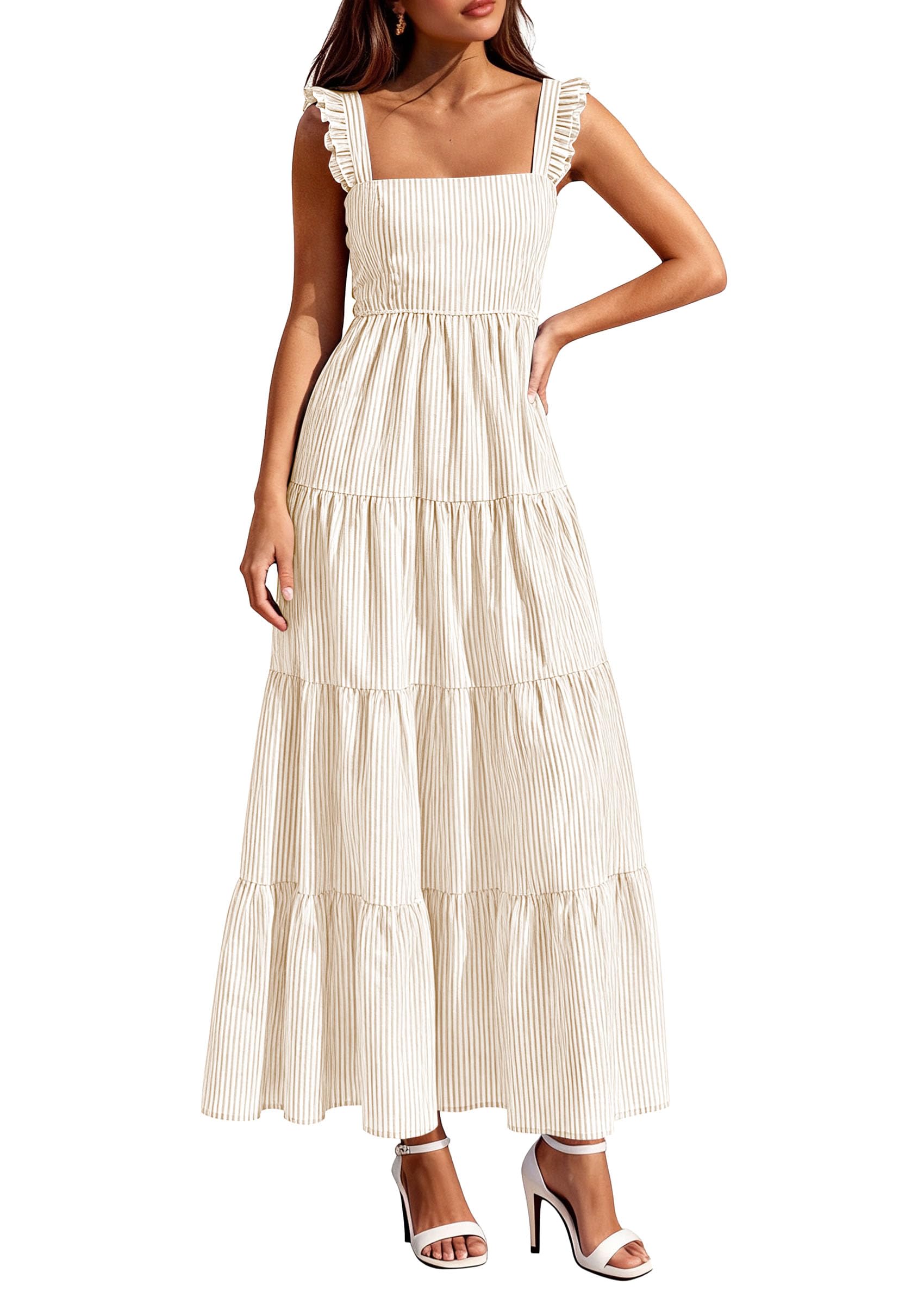 PRETTYGARDEN Women's Summer Striped Maxi Sun Dresses OEKO-TEX STANDARD 100